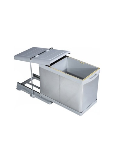 Çöp Kovası Raylı Otomatik 40Cm Paslanmaz 16+1Lt Açık Gri