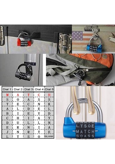 Leezsing Zink Alyüminyum 5 Harfli Kilit, 7mm Kanca Çapı, Kapı/dolap İçin, 2 Adet Paket Kırmızı/siyah/gümüş/mavi