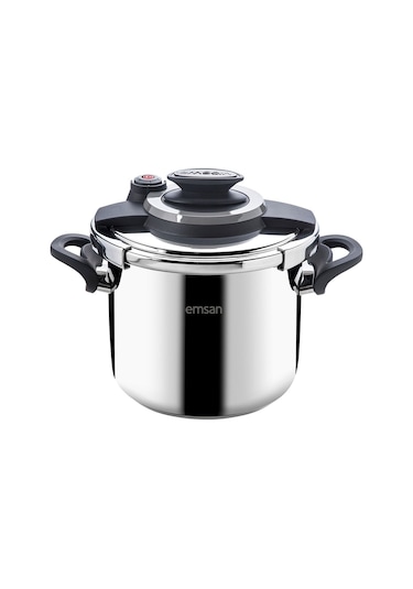 Emsan Montana Siyah Gri Düdüklü Tencere 6 L Gri - Siyah