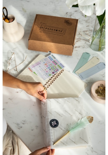 A5 Spiralli Süresiz Planlayıcı Ajanda - Bej Bej