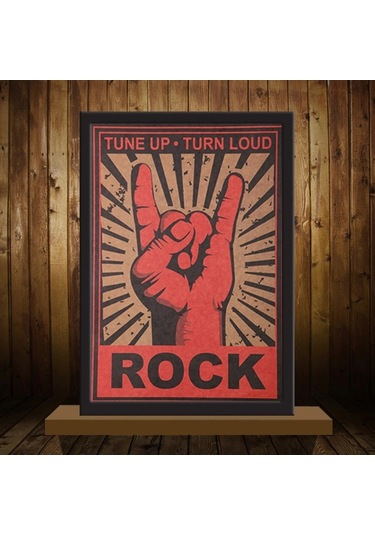 Rock And Roll Tune Up Turn Loud Retro Poster Af025