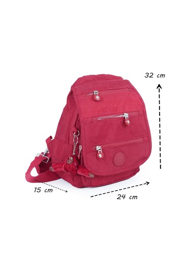 Küçük Boy Krinkıl/klinkır Su Geçirmez Çok Gözlü Uzun Askı Günlük El Omuz Sırt Çantası Kırmızı 13-5a Kırmızı