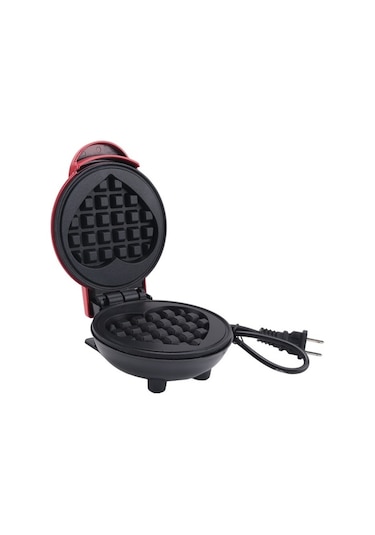 Ulzyvf Mini Waffle Makinesi Kırmızı Elektrikli Kahvaltılık Abd Kırmızı