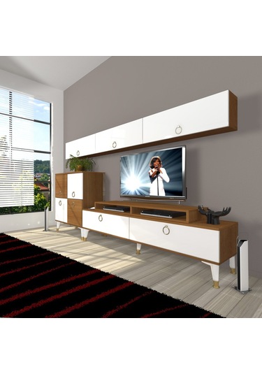 Decoraktiv Ekoflex 8 Mdf Gold Tv Ünitesi Tv Sehpası Ceviz - Beyaz