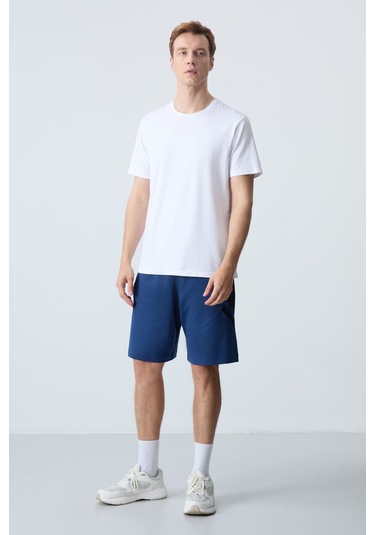 Tommy Life Parlament Pamuklu Kalın Yumuşak Dokulu Standart Fit Basic Erkek Şort - 81281 Mavi