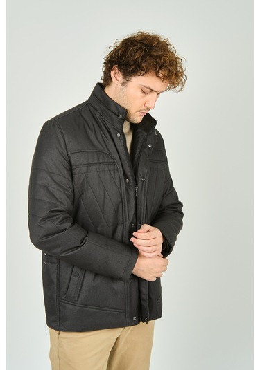 Lucas Erkek Hakim Yaka Fermuar Ve Çıtçıt Kapamalı Kaban 4784 Haki Haki