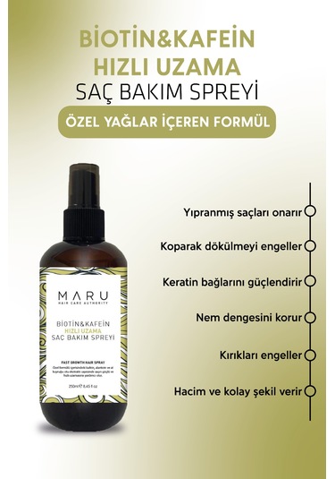 Maru Hızlı Uzamaya Yardımcı Biotin & Kafein Saç Spreyi 250 Ml
