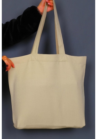 Keten Görünümlü Körüklü Kadın Kol Ve Omuz Çantası Krem-1408