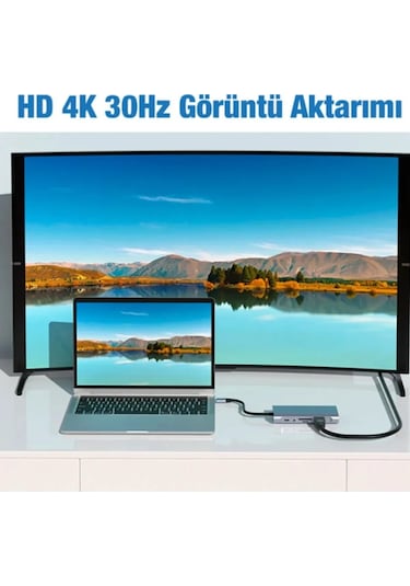11in1 Type-c To Usb Hdmı 4xusb Rj45 Hdmi Vga Sd Tf Card Çevirici Adaptör