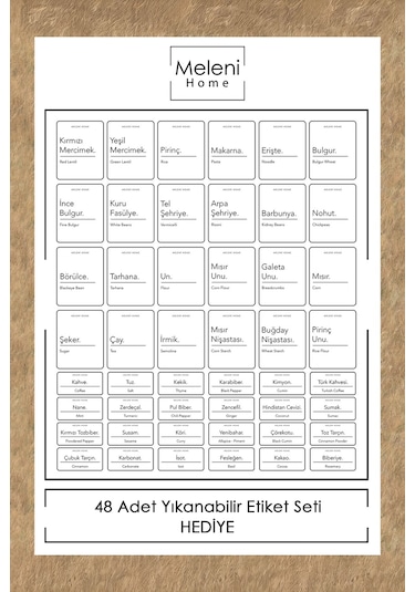 3'lü Etiketli Bambu Kapaklı Cam Baharatlık Seti - Baharat Saklama Kabı Vakum Kapaklı Kavanoz 535 Ml ŞEffaf