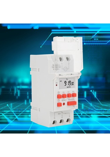 Vkemall 7 Günlük Programlanabilir Lcd Zamanlayıcı, 30a 100-130v Ac, 16 Açma/kapama, Cr2450 Pil İle Dın Ray Montajlı Zaman Kontrolü Anahtarı