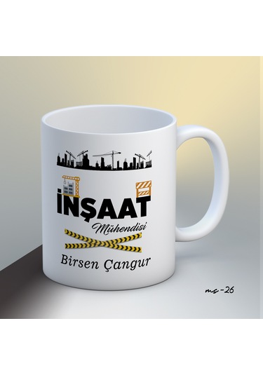Kişiye Özel İnşaat Mühendisi Temalı Kupa Bardak Beyaz