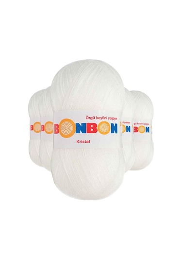 5 Adet Kristal El Örgü Lif İpi Beyaz 98200