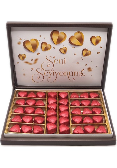 Sevgililer Günü Çikolatası Seni Seviyorum Baskılı Çikolata Altın 42 Adet