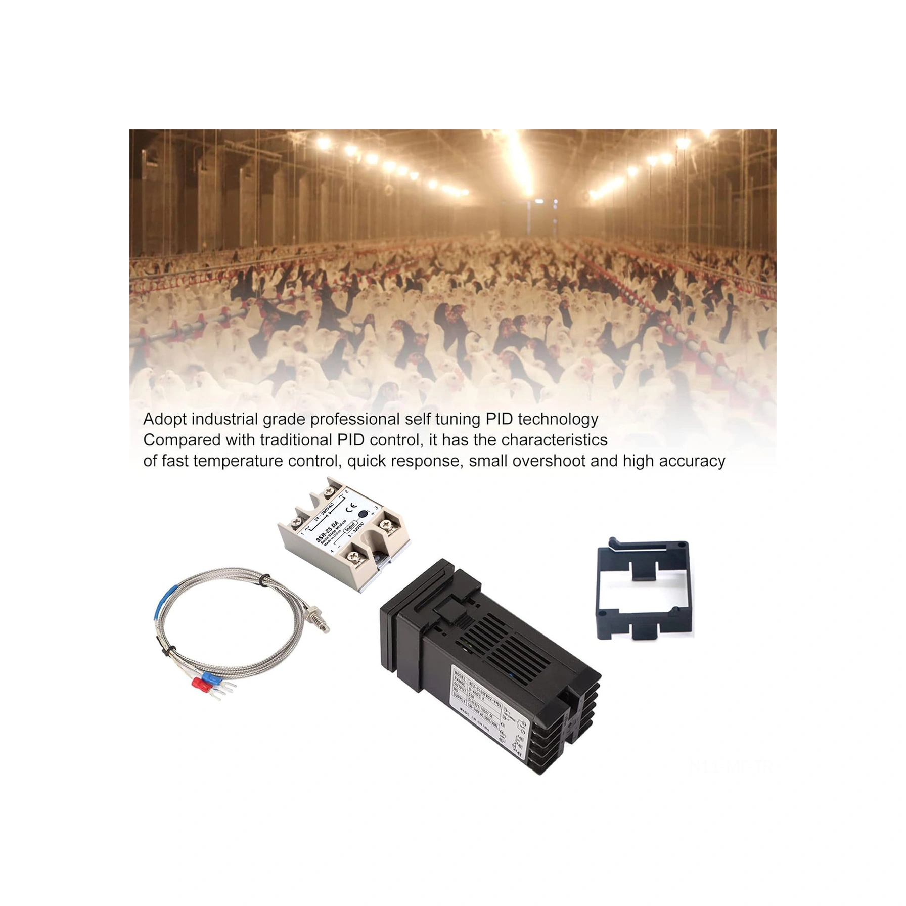 Mufunye Pıd Sıcaklık Kontrolör Seti: Rex-c100 + Ssr-25da + M6 1m Termokablo - Akıllı Kontrol, Sayısal Gösterge, Çift Ekran 0-400 C