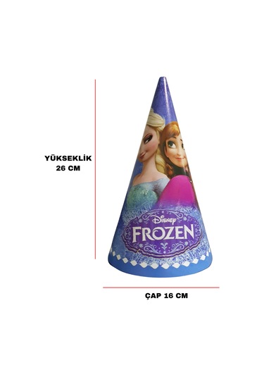 Elsa Frozen Temalı Karton Parti Şapkası 8 Adet Tüm Yaşlar