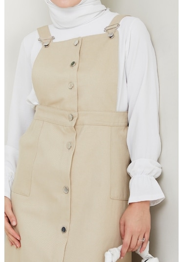 Boydan Düğmeli Gabardin Jile 1552 - Bej Bej