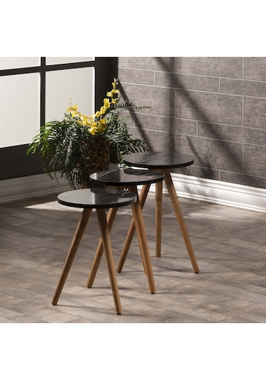 Zigon Sehpa 3 Lü Ahşap Torna Ayak 5 Renk Seçeneği