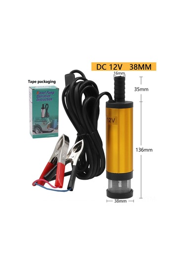 Geeksen 38mm Elektrikli Dc5v/12v/24v Dizel Pompa Su/sıvı Çekici 12v Altın Klemli, Filtre Dışarıda, Renkli Kutulu