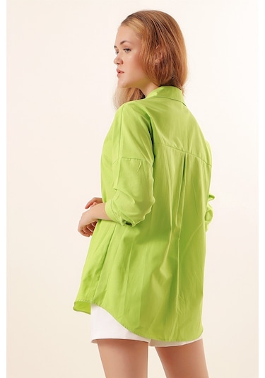 Bigdart 3900 Oversize Uzun Basic Gömlek - Çağla 001