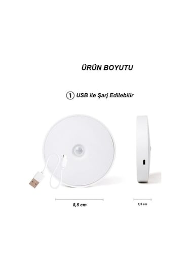 Seldur Kandela Şarjlı Sensörlü Gece Led Lambası Beyaz Işık Çok Renkli