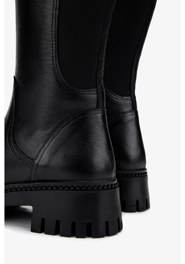 Valmenti Kadın Hakiki Deri Siyah Floter Casual Çizme 322 2251804 Bn Czm Sk24-25 Sıyah Fltr Siyah Deri