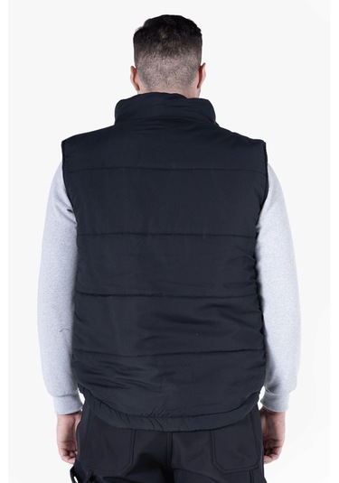 Elyaf Dolgulu Dik Yakalı Yelek Siyah