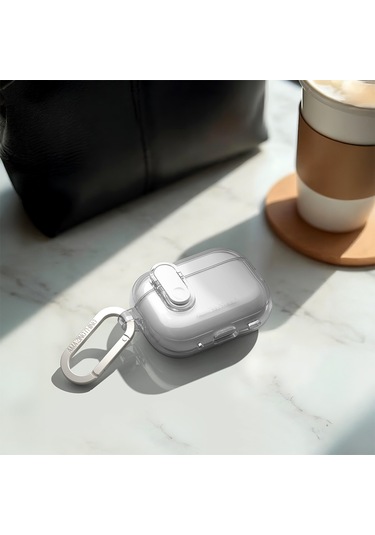 Airpods Pro 2 Kılıf Amazingthing Magnetik Kilit Tasarımlı Minimal Serisi Kılıf Şeffaf