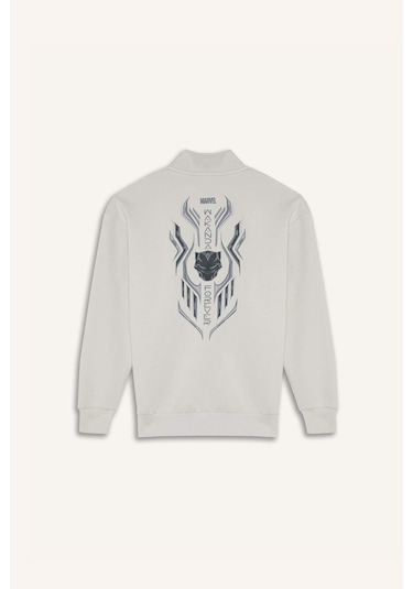 DeFacto Marvel Boxy Fit Dik Yaka Fermuarlı Sırt Baskılı Sweatshirt D6771AX25SPGR503 DeFacto Marvel Boxy Fit Dik Yaka Fermuarlı Sırt Baskılı Sweatshirt D6771AX25SPGR503