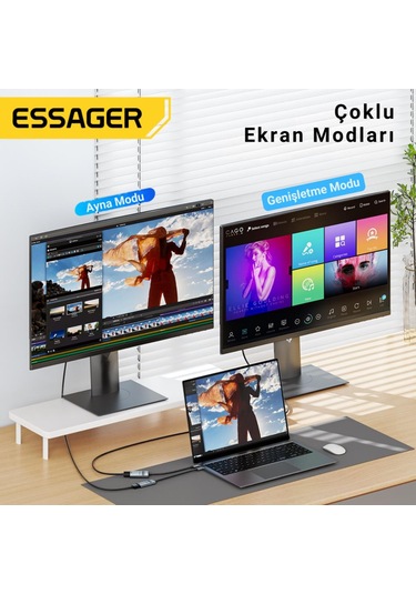 Essager 8k 60hz Type C To Hdmi Çevirici Adaptör, Ses Ve Görüntü Aktarıcı, Type C Hdmi Ekran Çoğaltıcı