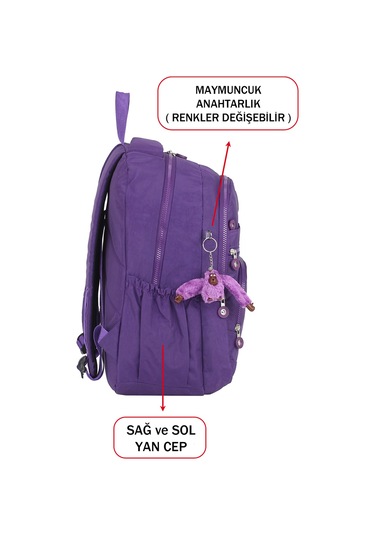 Dada Okul Sırt Çantası Mor Ortaokul Lise Geniş İç Hacim Ortopedik Su Geçirmez Kumaş Mor