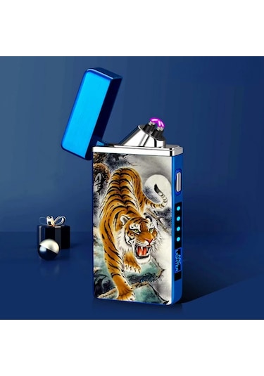 Techbloom Black Eagle Kişiselleştirilebilir Led Ekranlı Rüzgar Geçirmez Çift Arklı Alevsiz Usb Şarjlı Elektrikli Plazma Çakmak Mum İçin Altın