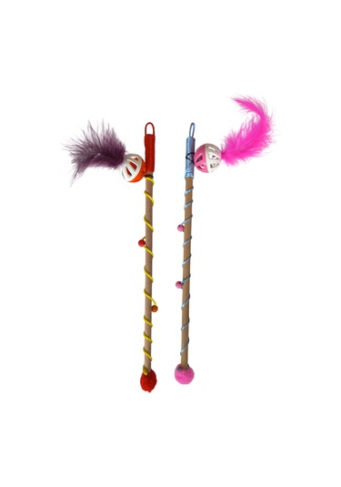 Sesli Toplu Tüylü Kedi Oltası 40-50 Cm Renkli