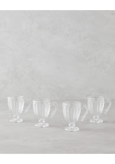 Tuko Cam 4 Lü Ve Kulplu Çay Bardağı 90 Ml Şeffaf Şeffaf