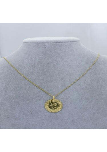 22 Ayar Altın Kaplama Singapur Zincir'li Tarih'li Tam Altın Takı'lı Kadın Kolye Gold