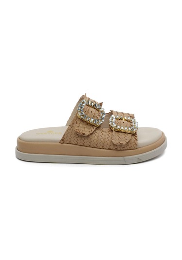 Greyder 59240 Caramel Hakiki Deri Kadın Terlik-957 Caramel Karamel