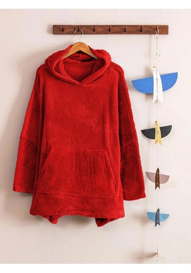 Mulberry Çocuk Giyilebilir Battaniye Wellsoft Unisex Oversize Kırmızı