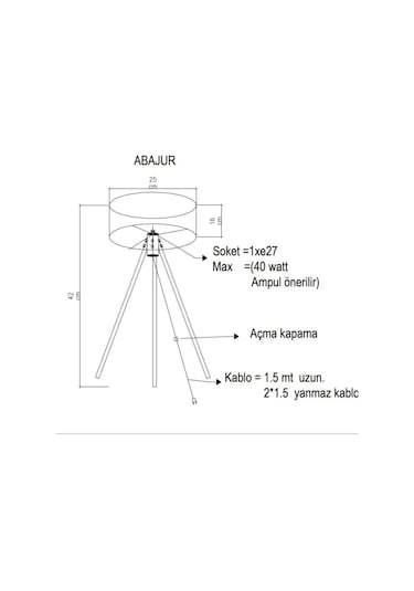 Konsept Oda Seti 1 Adet Lambader 1 Adet Abajur 1 Adet Tekli Avize Siyah