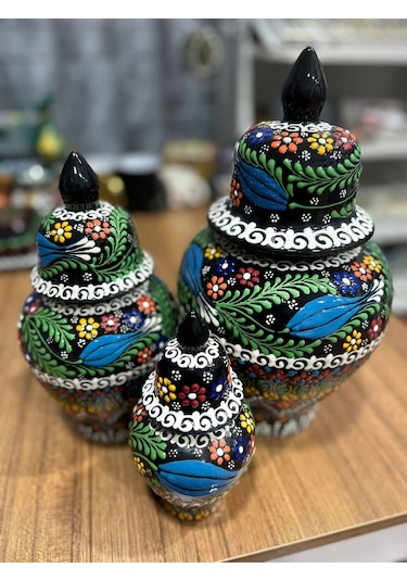 Üçlü Şah Küp Vazo Seti Siyah