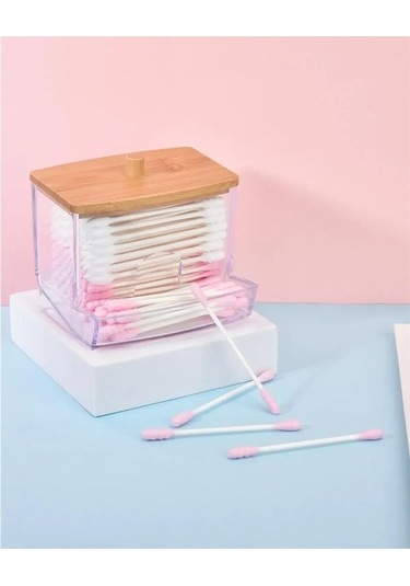 Maoyaya Çok Renkli Bambu Kapaklı Pamuklu Çubuk Tutucu, 1 Adet Çok Renkli