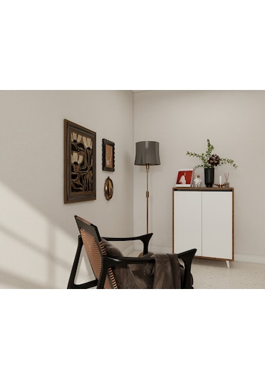 Kardiya Çok Amaçlı Dolap Amalfi Beyaz Kahverengi - Beyaz