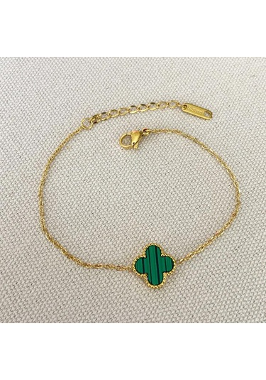 Yonca Gold Kolye 3'lü Bileklik Set Çok renkli