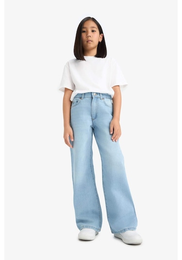 Defacto Kız Çocuk Straight Wide Standart Paça Jean Pantolon E7322a825aunm39 Mavi