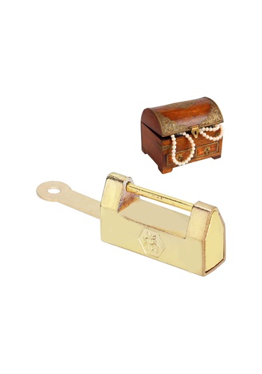 Shineyee Klasik Altın Renkli Pırlanta Kutusu Kilitleri - Saf Bakırdan Yapılmış Eski Stili Geri Zamanı Kilidi - Kolleksiyonu Ve Dekorasyonu İçin Uygun