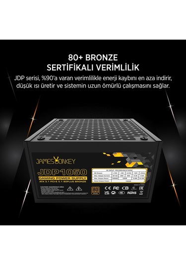 James Donkey Jdp1050 Apfc 12cm 1050w Bronze 80+ Atx 3.1 Pcı-e 5.1 Akak92jms0004