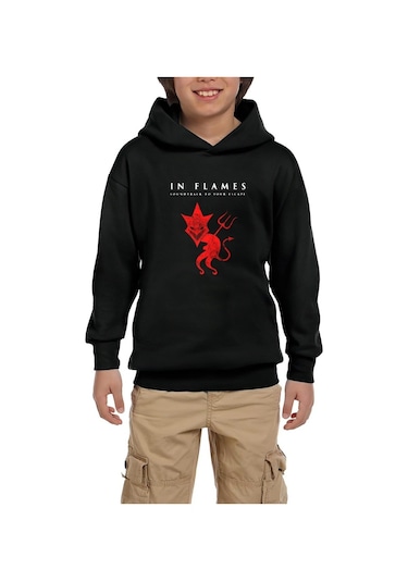 In Flames Siyah Çocuk Kapşonlu Sweatshirt (529068078) Siyah
