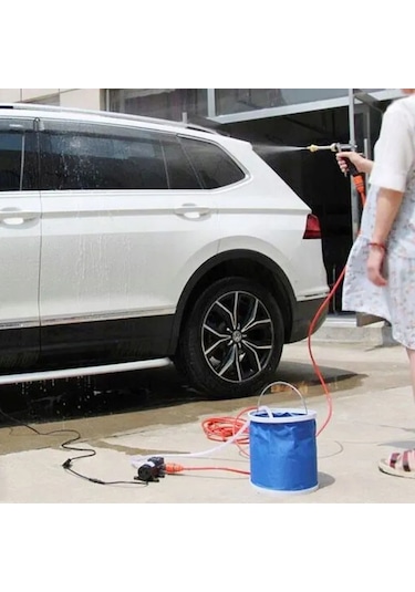 Gajeena 12v Araç Şarjlı Taşınabilir Yüksek Basınçlı Araç Yıkama Makinesi - 7m Hortumlu