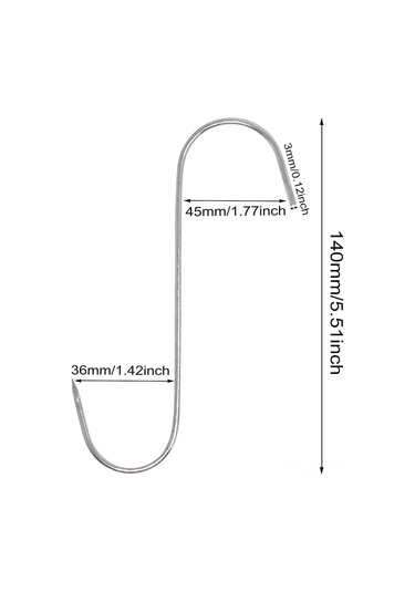 Konesam 304 Paslanmaz Çelik Et Asma Kancaları, Gıda Seviyesi, 13 Cm, 20 Adet, Dayanıklı, Plaster Duvar Uyumlu, Kolay Takım