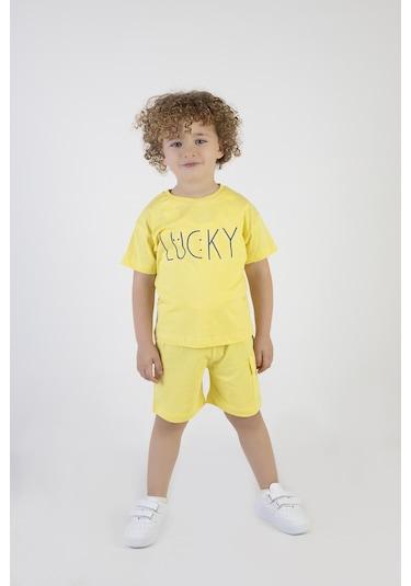 Erkek Çocuk Lucky Baskılı Kısa Kollu Şortlu Alt Üst Takım 001