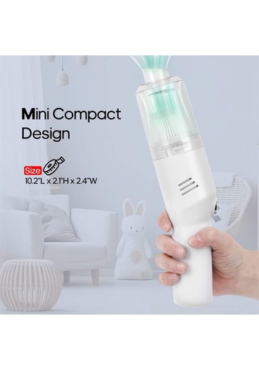 Yaozixa 10000pa Süction 120w Hızlı Şarjlı Type-c Kablosuz Araç Süpürgesi - Kuru/ıslak Kullanım, Evcil Hayvan Tüyü Temizliği, Mini El Tipi Beyaz